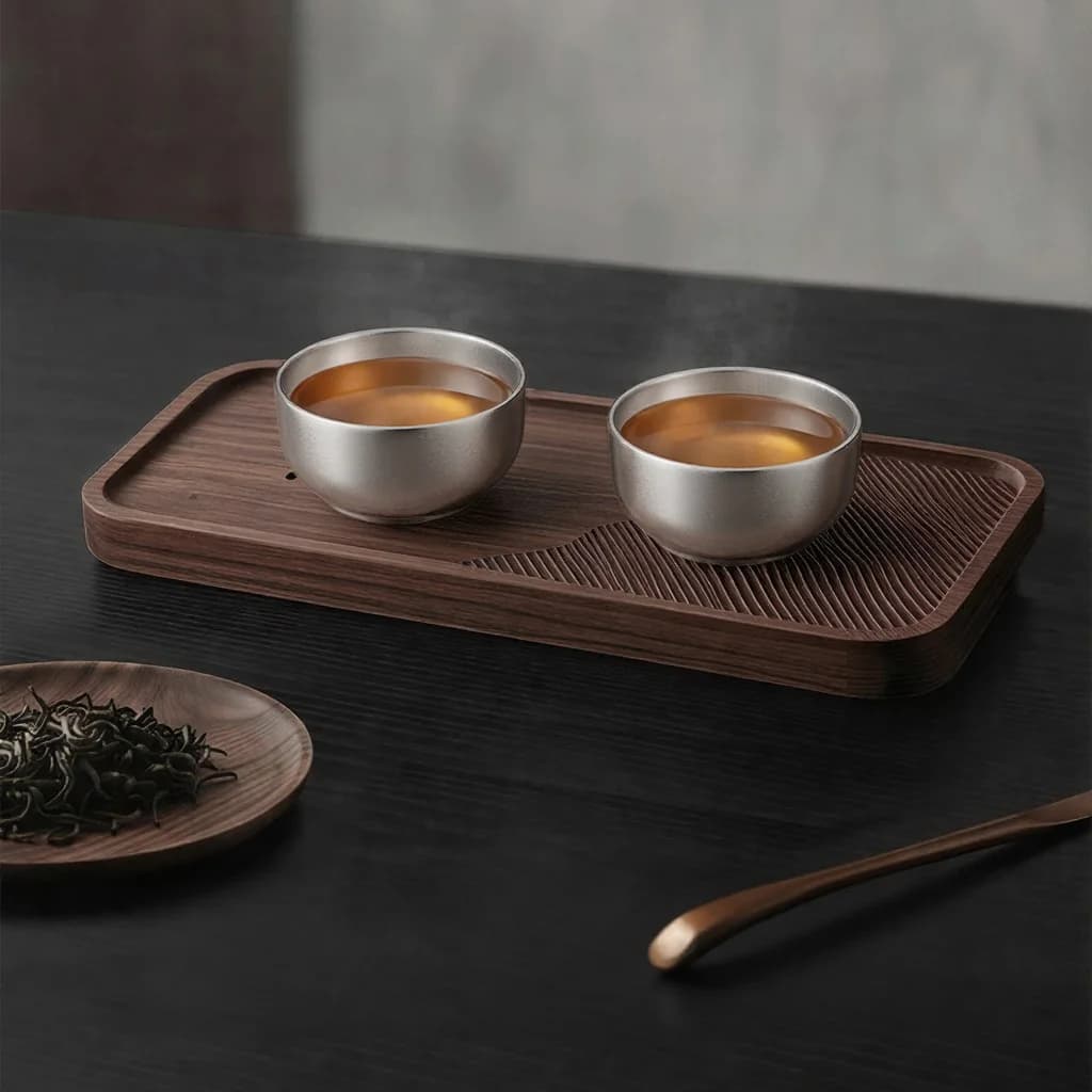 Zestaw filiżanek do herbaty kung fu z czystego tytanu, podwójna filiżanka 55ml