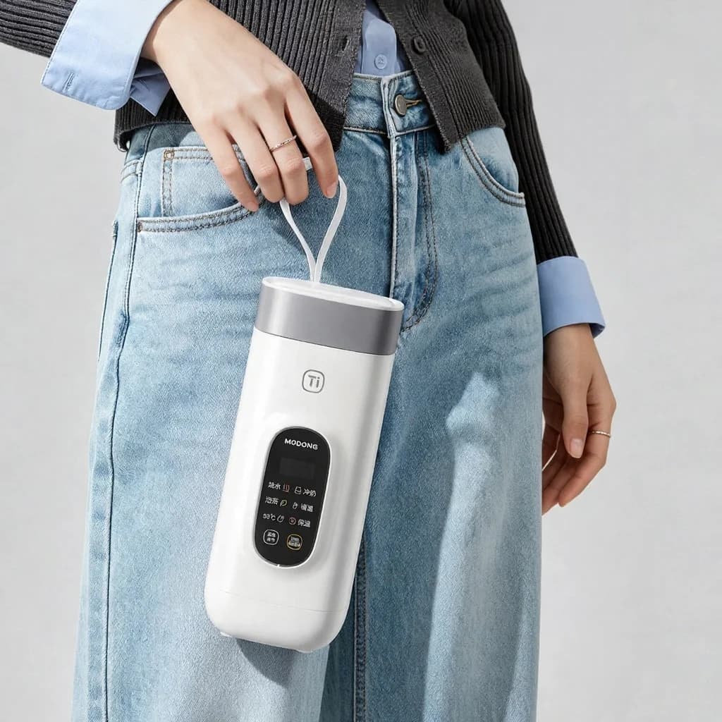 Tytanowy elektryczny kubek podróżny do podgrzewania wody, 650ml, 220V