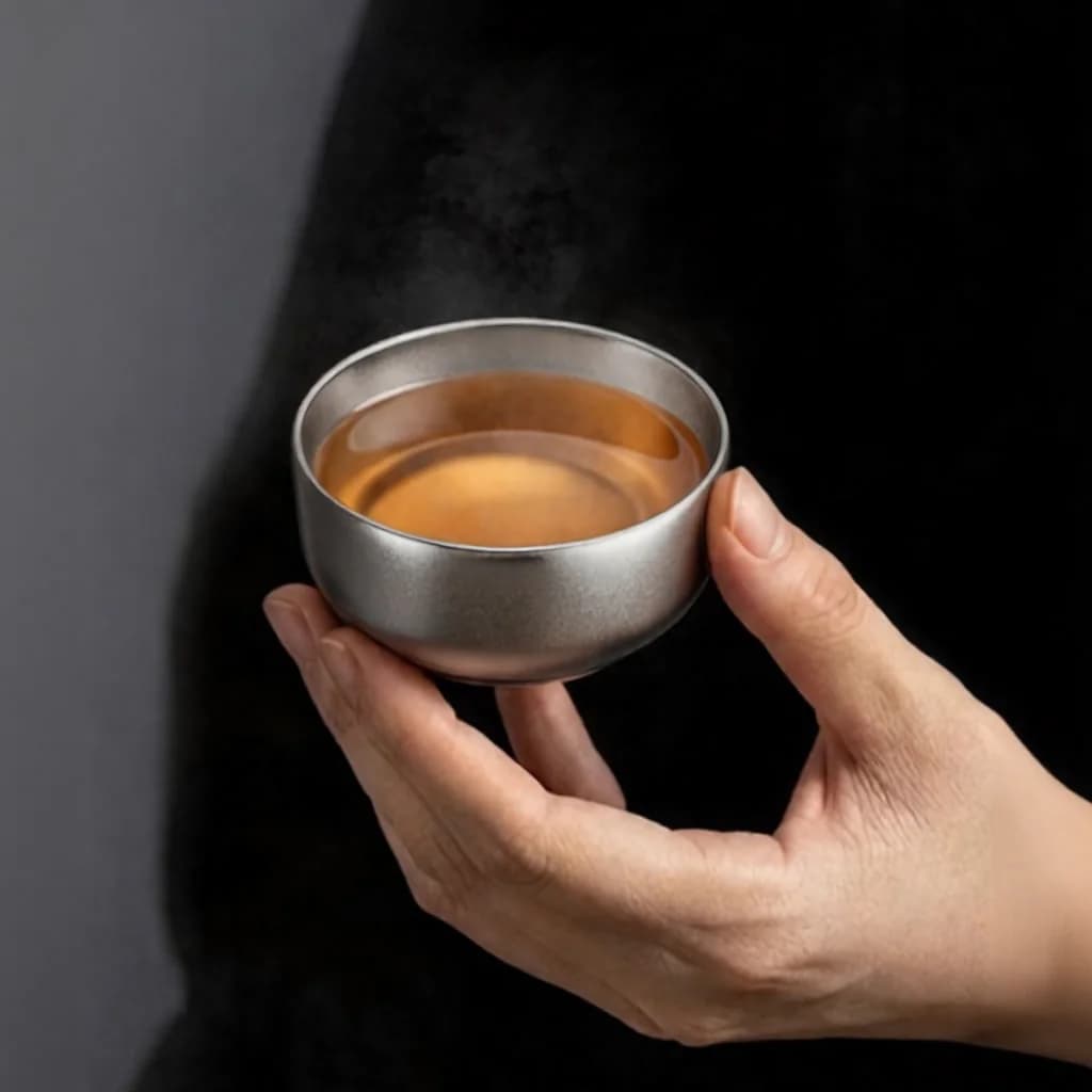 Zestaw czarek do gongfu z czystego tytanu 55 ml, ręcznie wykonany, gładkie wykończenie