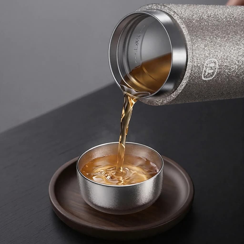 Zestaw filiżanek do herbaty kung fu z czystego tytanu, podwójna filiżanka 55ml