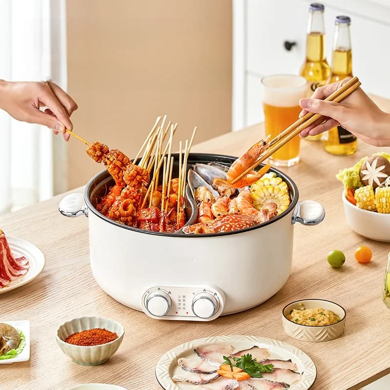 Elektryczny garnek hot pot z podwójną kontrolą 6L, duża pojemność, nieprzywierający