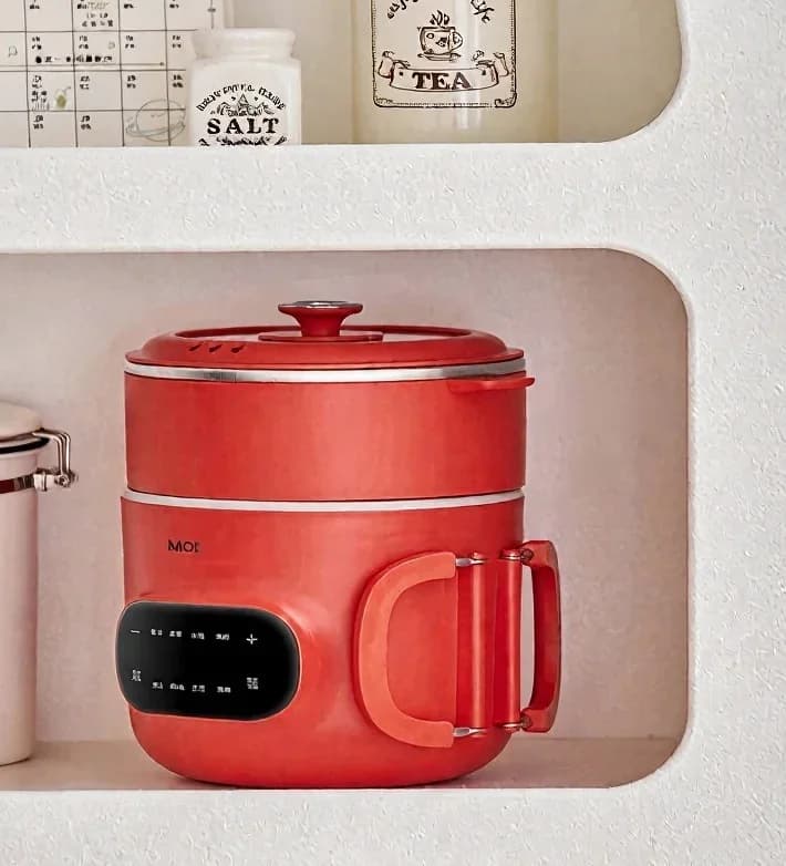 Mini elektryczny garnek 2L z nieprzywierającą ceramiczną powłoką i parowarem
