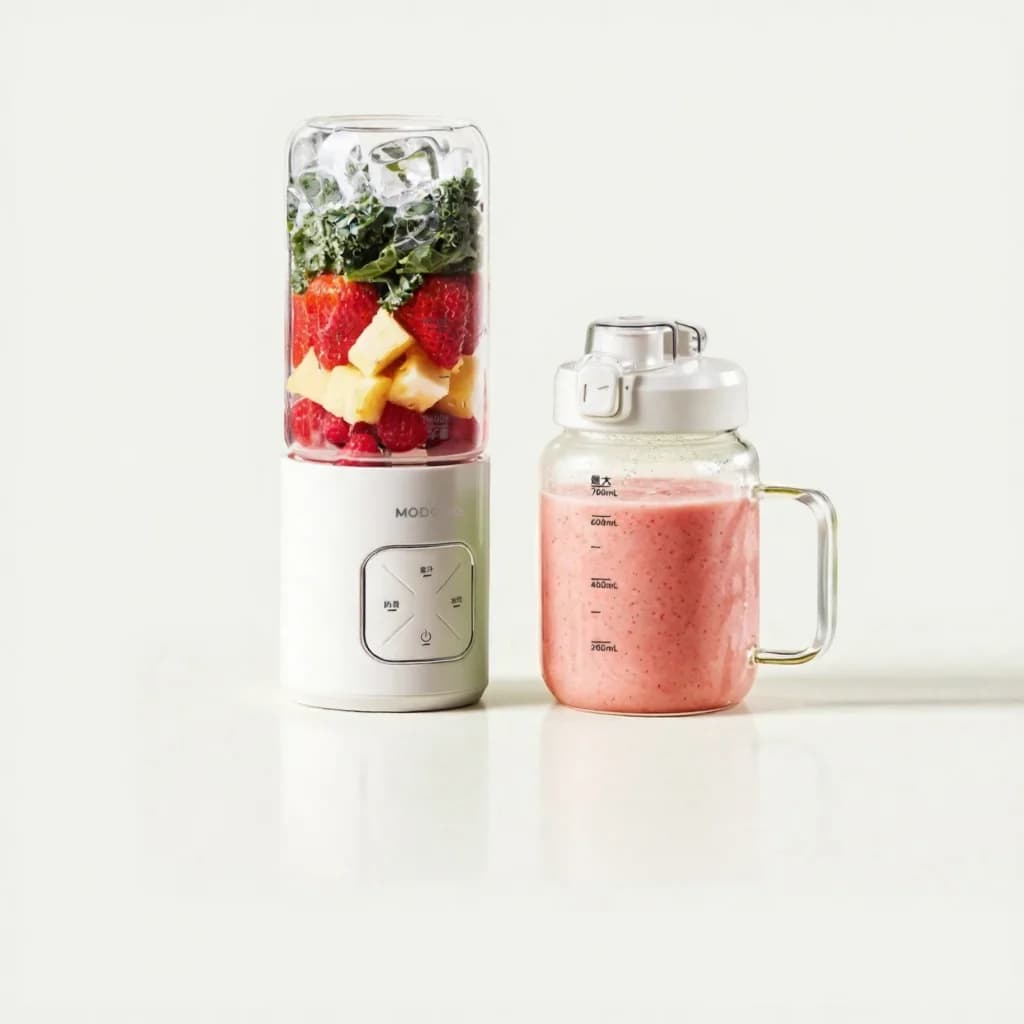 Bezprzewodowy przenośny blender w kubku z kruszeniem lodu i dwoma kubkami