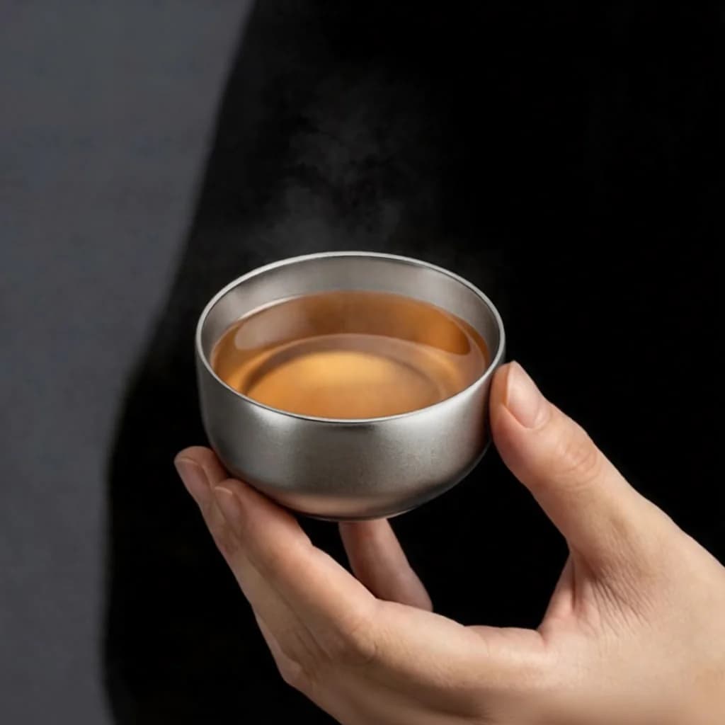 Zestaw filiżanek do herbaty kung fu z czystego tytanu, podwójna filiżanka 55ml