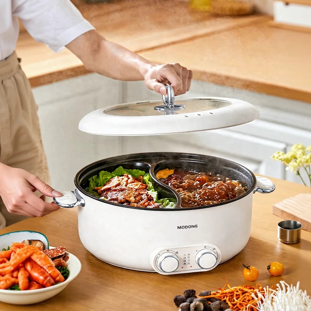 Elektryczny garnek hot pot z podwójną kontrolą 6L, duża pojemność, nieprzywierający