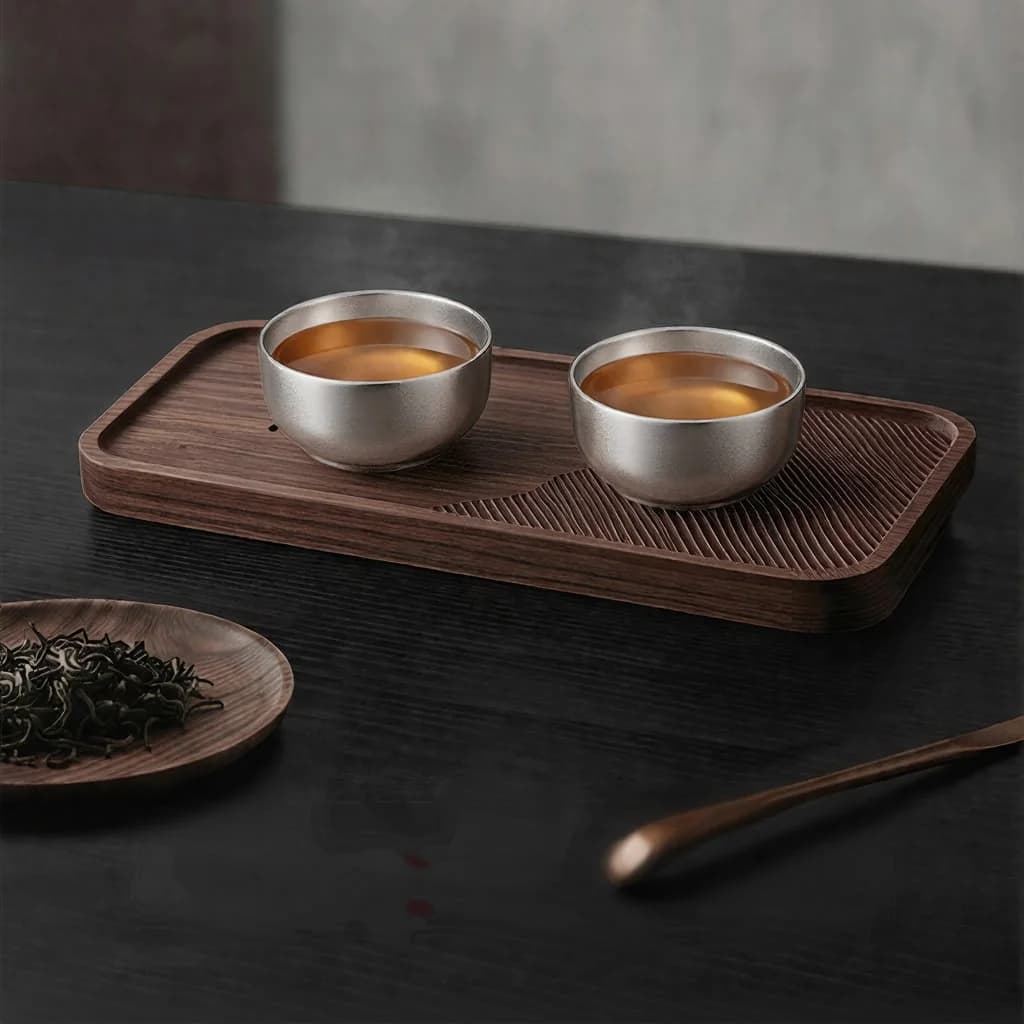 Zestaw czarek do gongfu z czystego tytanu 55 ml, ręcznie wykonany, gładkie wykończenie
