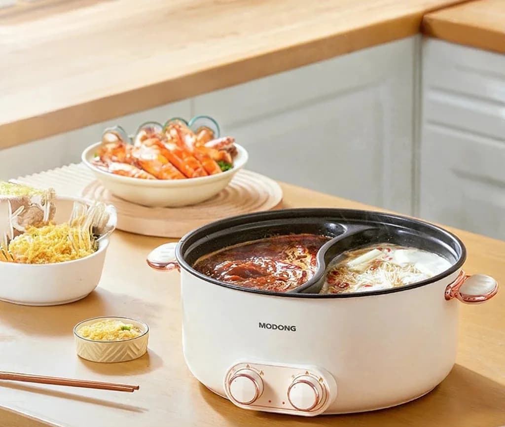 Elektryczny garnek hot pot z podwójną kontrolą 6L, duża pojemność, nieprzywierający