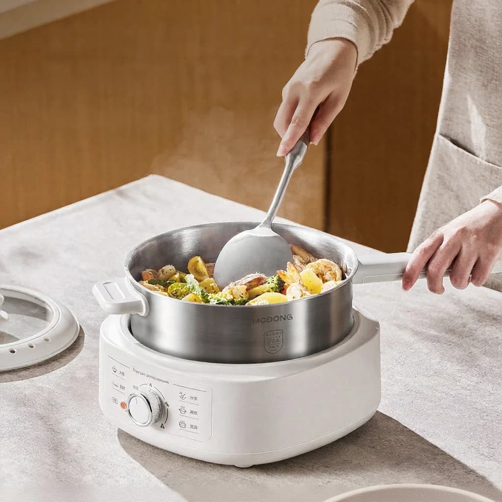 Elektryczny garnek do hot pot ze stali nierdzewnej z parowarem, 3L, 220V
