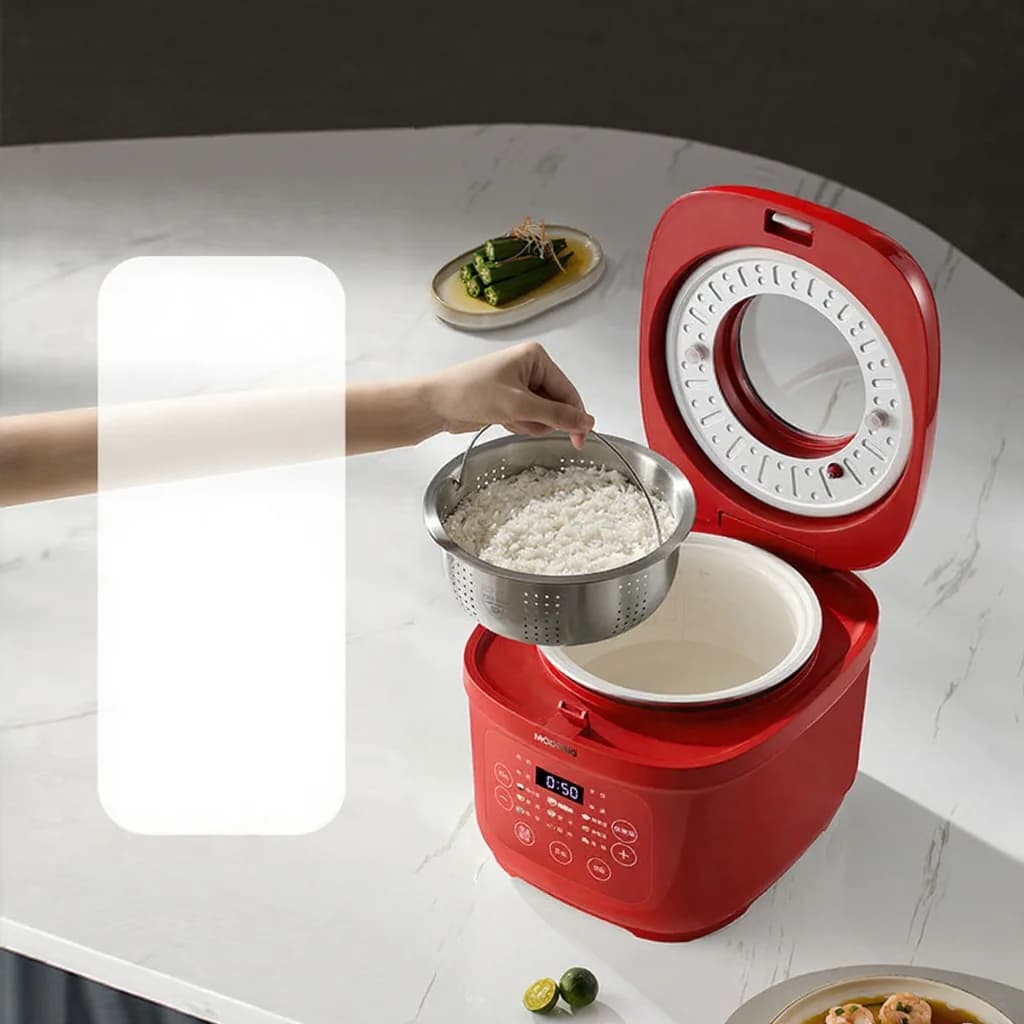 Elektryczny ryżowar 3L z ceramicznym garnkiem wewnętrznym, 600W