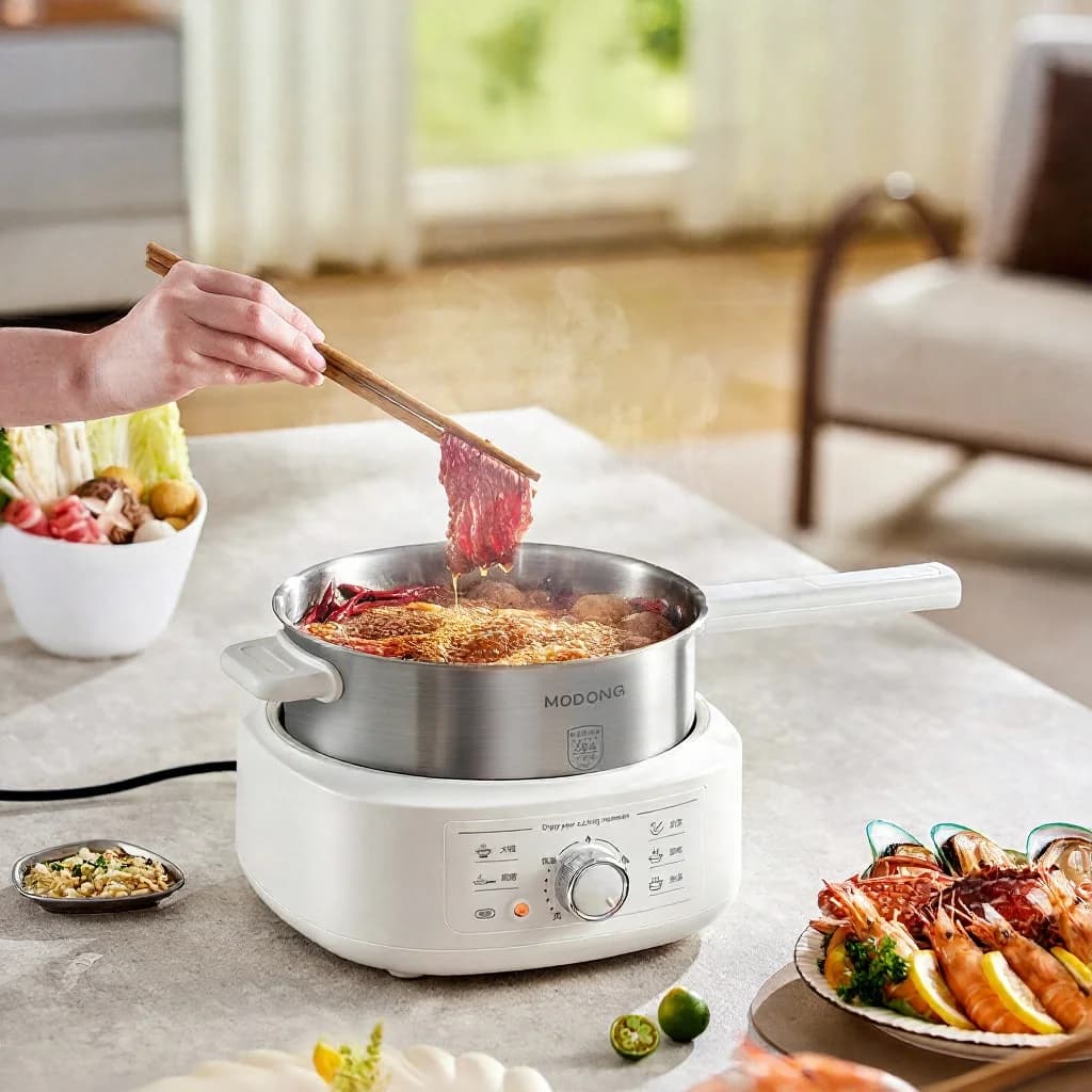 Elektryczny garnek do hot pot ze stali nierdzewnej z parowarem, 3L, 220V