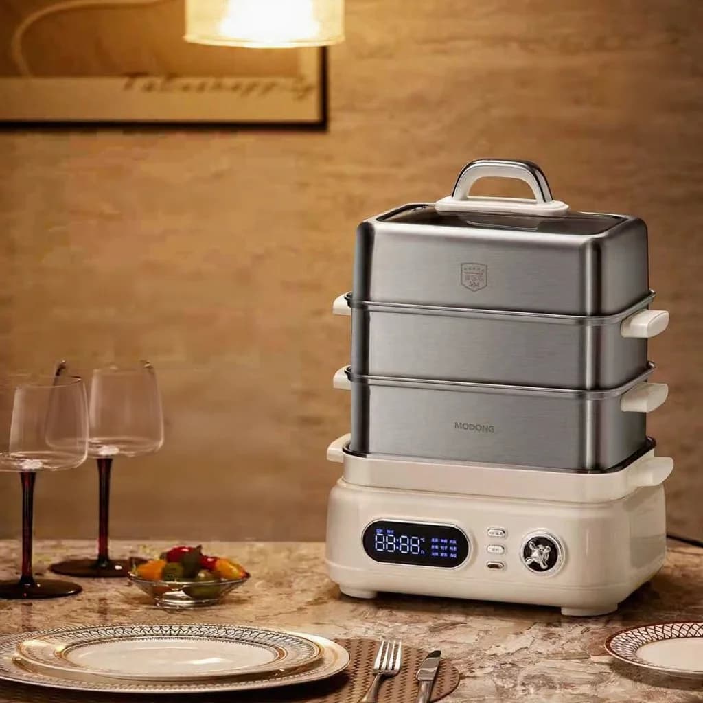 Elektryczny 3-poziomowy parowar ze stali nierdzewnej 18L 220V 1500W