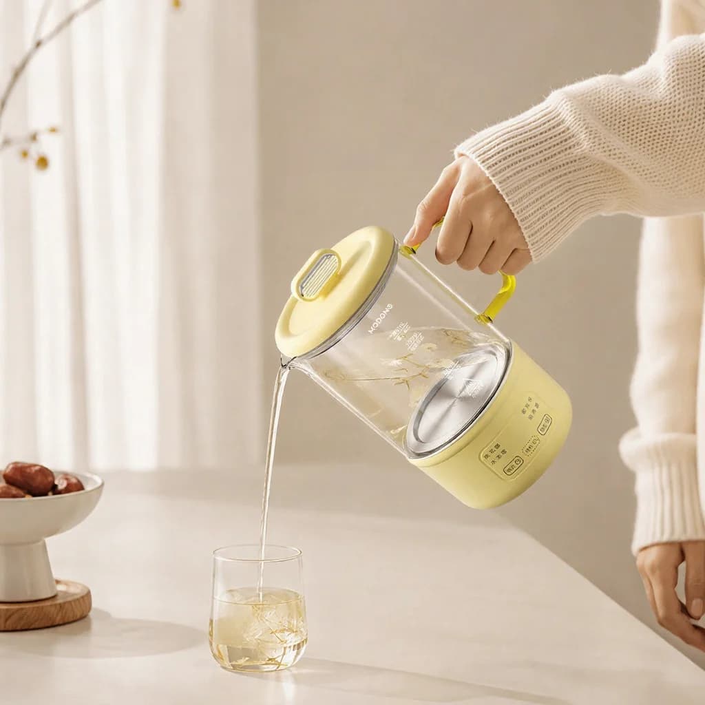 Szklany elektryczny garnek zdrowotny 600ml 500W z podtrzymywaniem ciepła i timerem