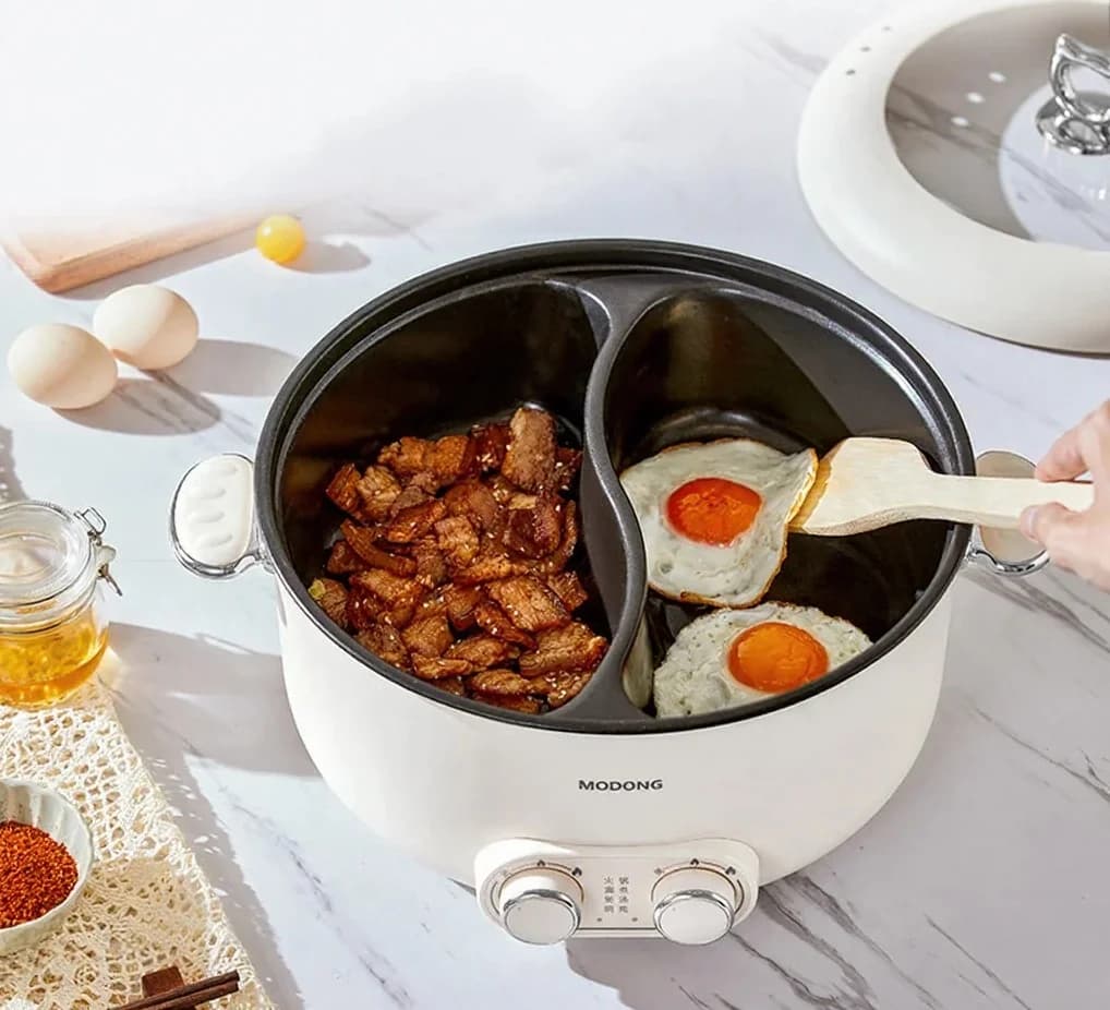 Elektryczny garnek hot pot z podwójną kontrolą 6L, duża pojemność, nieprzywierający
