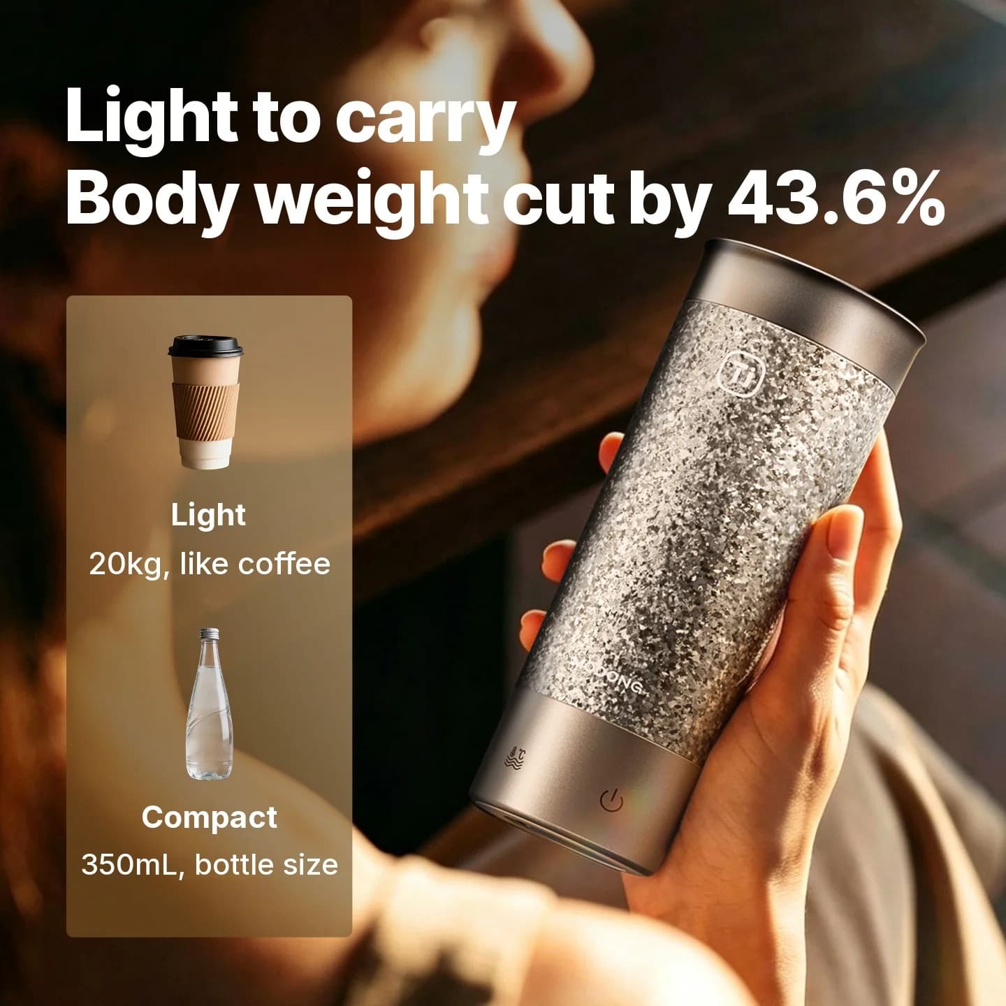 Tytanowy elektryczny podgrzewany kubek podróżny 350ml z regulacją temperatury