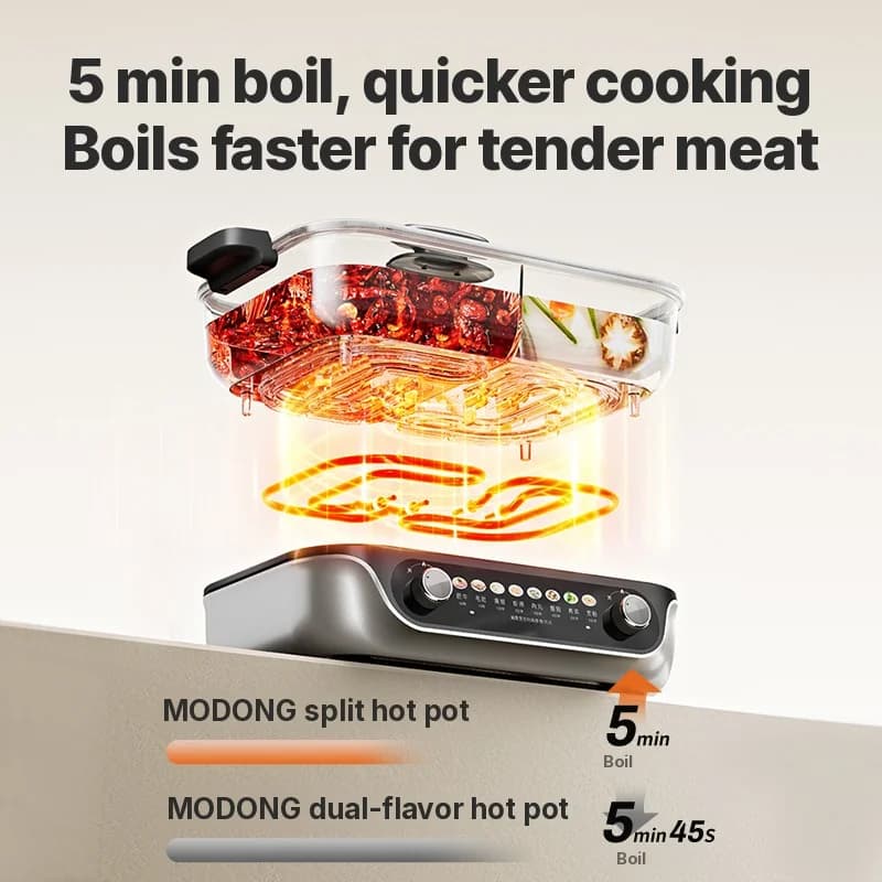 Podzielony elektryczny garnek do hot pot z powłoką nieprzywierającą, pojemność 8L