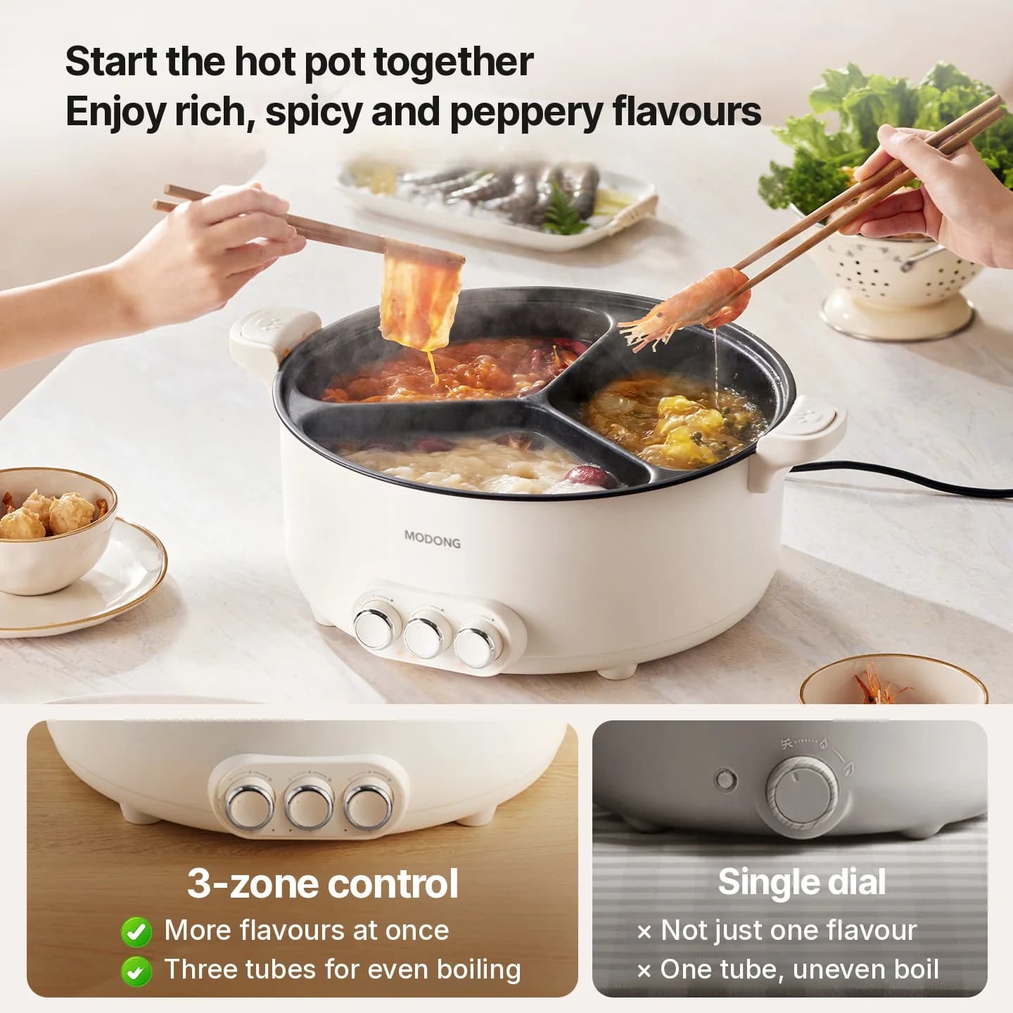Elektryczny garnek do hot pot z przegrodą, 5,6L/8L, 220V