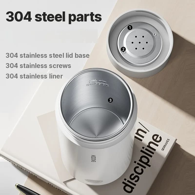 Przenośny elektryczny kubek do podgrzewania wody, wkład 304, 300 ml