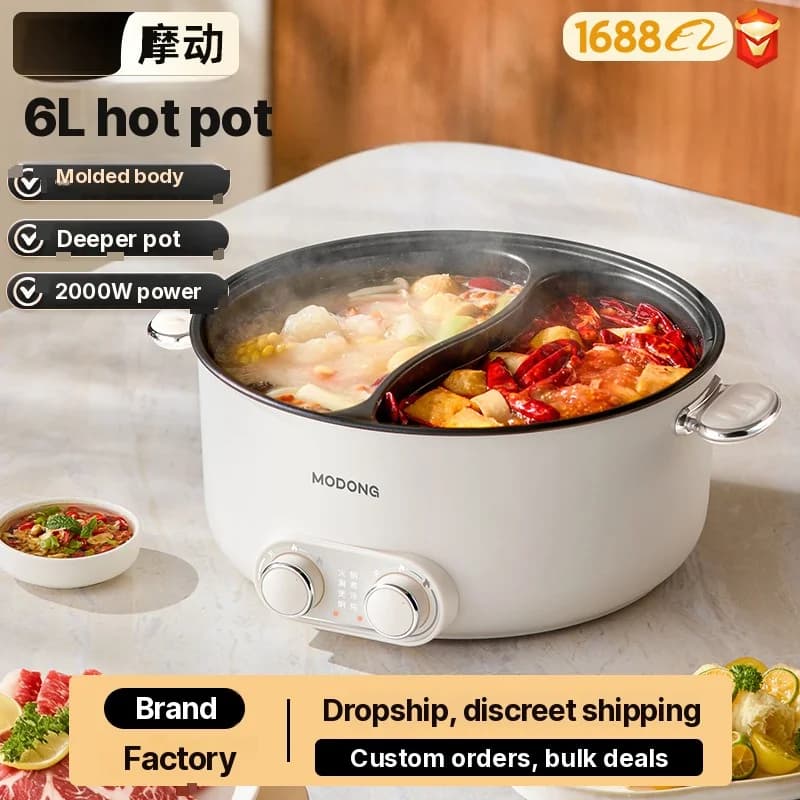 6L elektryczny garnek hot pot z dwoma strefami i niezależną regulacją temperatury