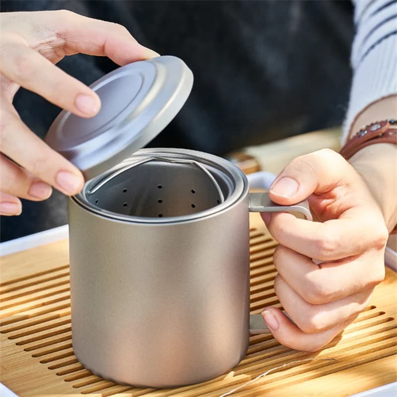 450ml Kubek z zaparzaczem do herbaty z czystego tytanu