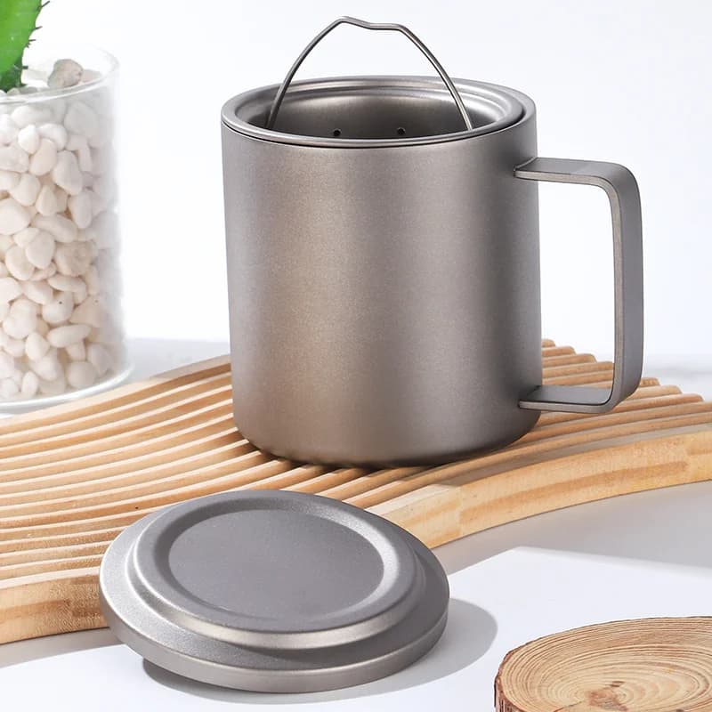 450ml Kubek z zaparzaczem do herbaty z czystego tytanu